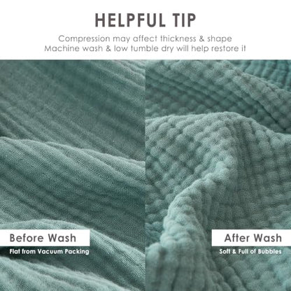 EMME Muslin Cotton Queen Blanket for Bed 90" x 90" Lightweight Breathable Layering Bedspread Gauze Soft Lightweight Airy Teal - color: 01 - Teal, size: Queen (90" x 90")