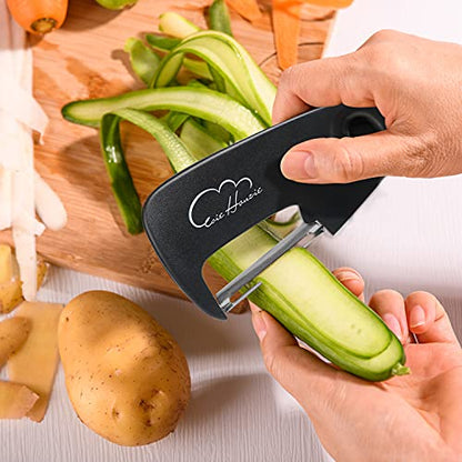 Kitchen Tools and Gadgets Set 5 Pieces, Cooking Essentials, Black | Essential Cooking Tools, Fruit/Vegetable Peeler, Grater, Bottle Opener, Pizza Cutter, Garlic/Ginger Grinder - color: Classical Black 5pcs