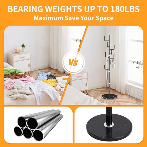 ZOZOE Metal Modern Coat Racks, Cactus Coat Rack Freestanding with Natural Marble Base, Black Coat Rack Stand with 8 Hooks, Coat Tree Hanger Stand for Bags, Hats, Entryway, Office - color: Golden 8 Hooks