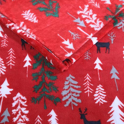Eddie Bauer - Throw Blanket, Ultra-Soft & Reversible Plush Bedding, Blanket for Couch & Bed (Deer Woods Red, 50" x 60") - color: Deer Woods Red, size: 50" x 60"