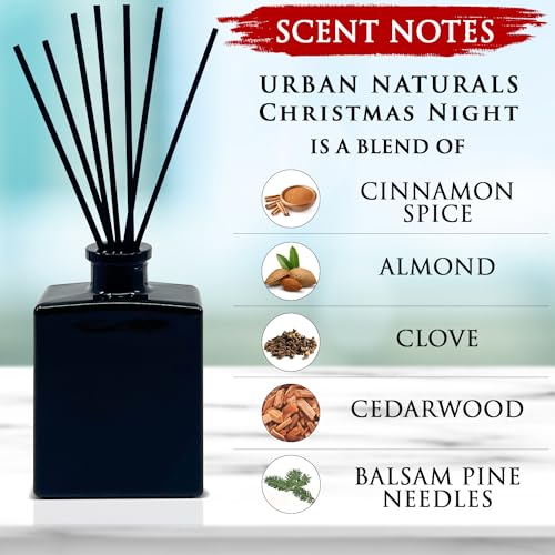 Reed Diffuser Set, Christmas Night - Bathroom Shelf Décor | Cinnamon spice, Almond, Clove, Cedarwood, Fresh Balsam and Fir needle - color: Christmas Night