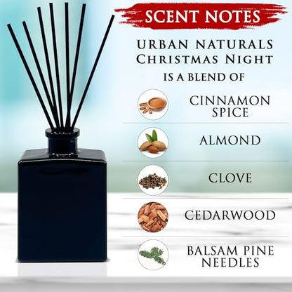 Reed Diffuser Set, Christmas Night - Bathroom Shelf Décor | Cinnamon spice, Almond, Clove, Cedarwood, Fresh Balsam and Fir needle - color: Christmas Night