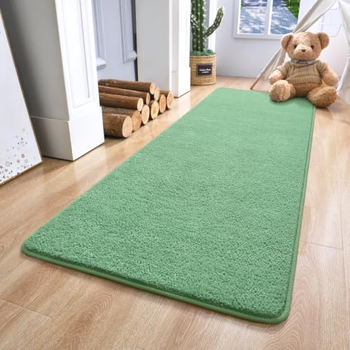 Keeko 2x6 Area Rugs for Living Room,Soft Washable Memory Foam Bedroom Rug | Indoor Throw Rug Low Pile Minimalist Non Slip Carpet for Kids Nursery Classroom Dorm Room Home Decor Sage Green - color: Sage-green, size: 2' X 6' (Rectangular)