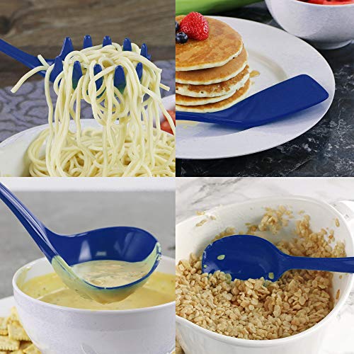 Reston Lloyd 6 Piece Kitchen Utensil Holder for Kitchen Counter, Utensils Crock with Heat Resistant Spoon, Slotted Spoon, Ladle, Spatula BPA Free, Indigo - color: Indigo, size: Utensil Holder Set