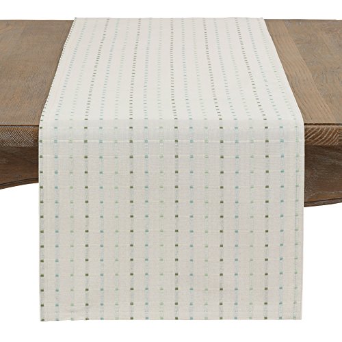 Saro Lifestyle Stitched Line Table Runner, White, 16" x 72" - color: White, size: 16" x 72"