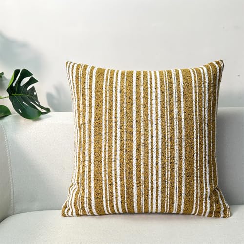 vctops Textured Boucle Throw Pillow Covers Set of 2, Modern Striped Decorative Cushion Cover Farmhouse Square Accent Pillowcases for Sofa Bedroom Living Room Home Decor (Ginger, 18"x18") - color: Ginger