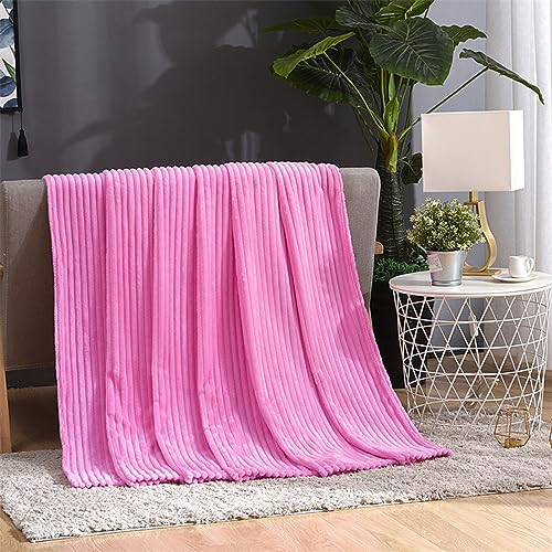 Cozy Super Soft Throw Blankets for Bed, 80x60 Inches Queen Size Solid 3D Ribbed Decorative Fluffy Blanket for Sofa Living Room, Lightweight Plush Fuzzy Warm Flannel Blankets for All Season Use - color: Hot Pink