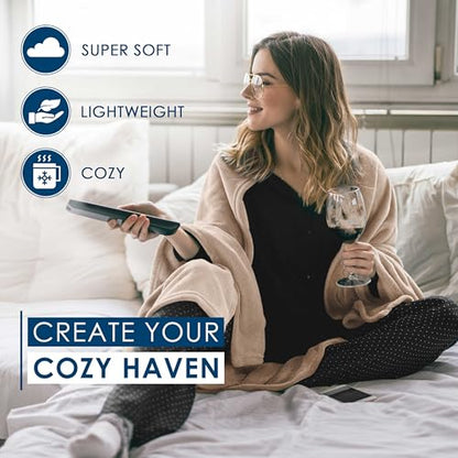 Twin Size Fleece Bed Blanket | Comfy Supersoft Fleece Blanket – All-Season Light Weight Throw Blanket | Luxuriously Soft | Throw Blanket for Couch and Sofa | Machine Wash | Beige - color: Beige, size: Twin