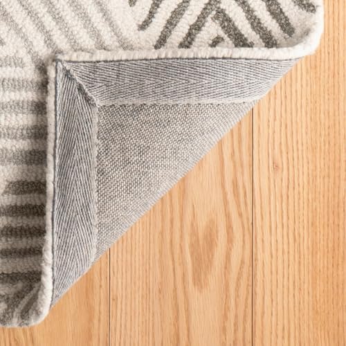 Dash & Albert Karari Blue Geometric Hand Hooked Wool Rug, 7'6"x9'6" | Hand Hooked Wool Rug, , Geometric Pattern - color: Blue, size: 7'6" x 9'6" (Rectangular)