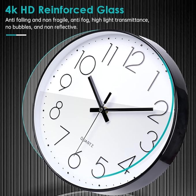 16 Inch Large Wall Clock Modern Elegant Style for Living Room Office Kitchen Dining Room - color: Black, size: 16 Inch