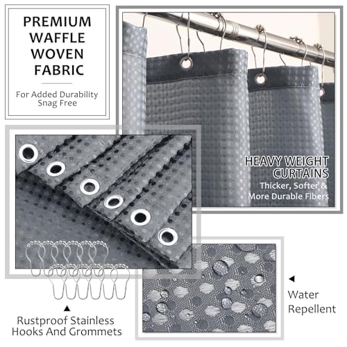XLHOMO 8-Piece Grey Bathroom Sets with Shower Curtain and Rugs, Resin Bathroom Accessories Sets Complete with Soap Dispenser, Toothbrush Holder, Tumbler & Apothecary Jars Bathroom Essentials - color: Grey, size: Resin Bath Set Complete