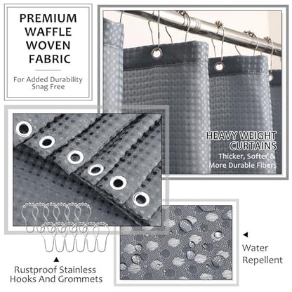 XLHOMO 8-Piece Grey Bathroom Sets with Shower Curtain and Rugs, Resin Bathroom Accessories Sets Complete with Soap Dispenser, Toothbrush Holder, Tumbler & Apothecary Jars Bathroom Essentials - color: Grey, size: Resin Bath Set Complete