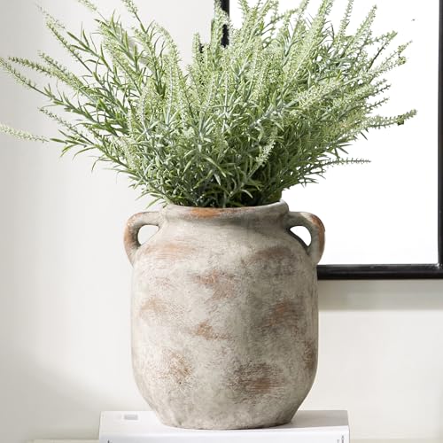 Vanselia Ceramic Flower Vase Home Table Decor Living Room Farmhouse 7.6 in | Small Rustic Decorative Flowers Vases Plant Modern Decoration for Kitchen Shelf Coffee Dining Centerpieces Desk - color: 7.6" Retro