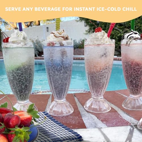 Lily's Home Frosted Freezer Milkshake Glasses, 12 oz Set of 4 – Double Wall Insulated Acrylic with Liquid Gel for Root Beer Floats, Smoothies & Ice Cream Sodas, Home Bar, Kitchen, Party & Dessert Shop - style: Milkshake cup(12oz)