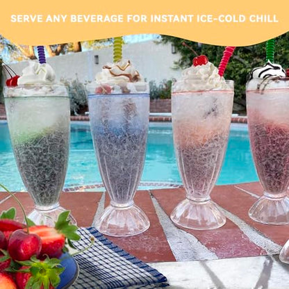 Lily's Home Frosted Freezer Milkshake Glasses, 12 oz Set of 4 – Double Wall Insulated Acrylic with Liquid Gel for Root Beer Floats, Smoothies & Ice Cream Sodas, Home Bar, Kitchen, Party & Dessert Shop - style: Milkshake cup(12oz)