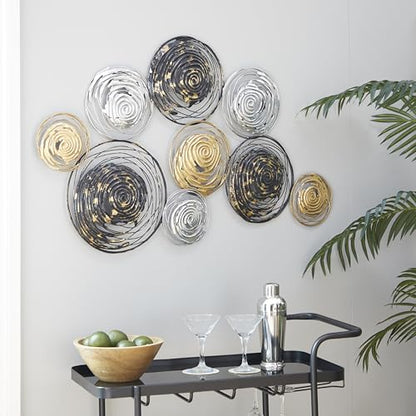 Deco 79 Metal Plate Home Wall Decor Wall Sculpture with Textured Pattern, Wall Art 42" x 1" x 27", Gold