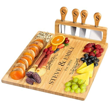 Personalized Charcuterie Board, Custom Bamboo Engraved Cheese Board | Perfect for Weddings, Bridal Showers, and Special Occasions - style: Personalized Charcuterie Board