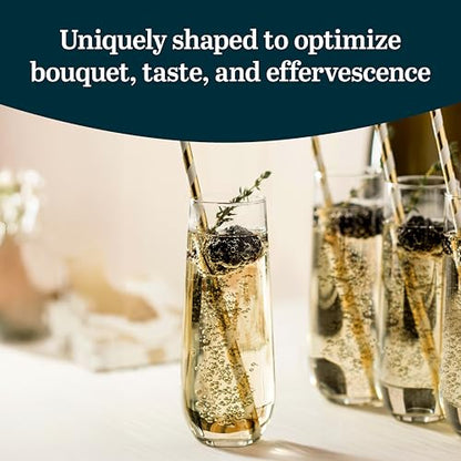 Libbey 228 Stemless Champagne Flutes Glass Set of 12, Elegant 8.5 Oz Flute Glasses for Champagne, Clear Fluted Glassware - color: Stemless Flute 12