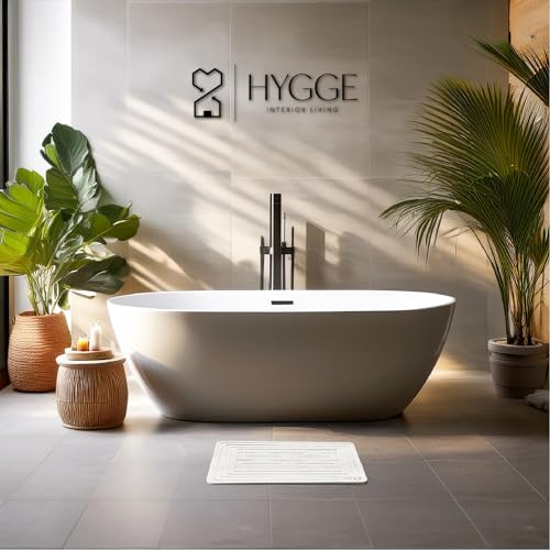 Diatomaceous Earth Stone Bath Mat - Ivory Tile | Modern Fast Dry Bathroom Floor Shower Mat, Quick Drying Premium Luxury Diatomite Spa Stone Gift, Non-Slip Base, 23.6" x 15.4" - color: Ivory Tile