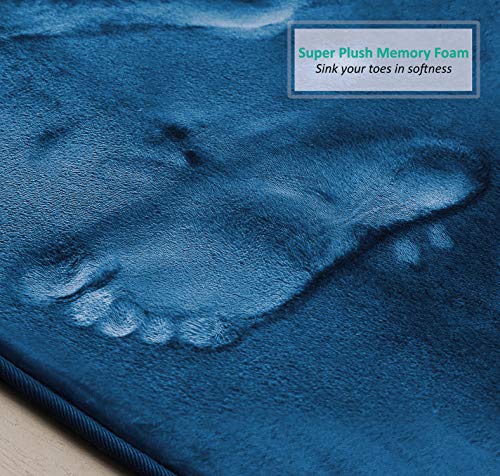 Clara Clark Bathroom Rugs, Ultra Soft Plush Bath Mat for Bathroom, Non-Slip, Velvet Memory Foam Bath Rugs, 17 x 24, Solid Royal Blue