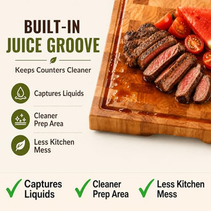 SHUMARU Mahogany End Grain Cutting Board, 17×13×1.6 in – Handmade Butcher Block, Knife-Friendly, Juice Groove, Non-Slip Feet - color: Mahogany | End Grain, size: 17"L x 13"W
