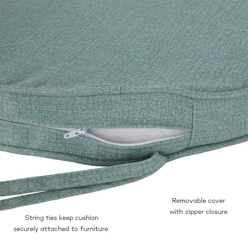 Set of 2 Outdoor 18 inch Round Patio Dining Chair Pads – Comfortable Fiber-Filled Seat Cushions with Ties, Reversible Polyester Fabric, Seaglass - color: Seaglass