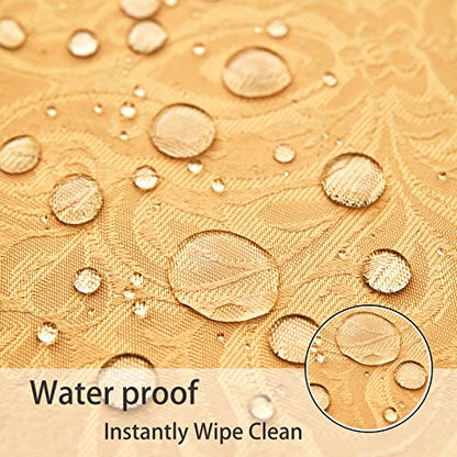 Gold Jacquard 17x17 Square Polyester Cloth Napkins Set of 8 | Waterproof, Stain Resistant, Shrink Proof, Washable, fabric, Outdoor, Dining, Wedding, Kitchen, Party, Banquet, Reusable - color: Gold