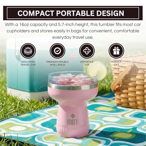 Double Wall Insulated Margarita Tumbler, Cocktail Cup Cherry Blossom, 16 oz | Keeps Drinks Cold 12+ Hours, Shatterproof, Portable, Travel Friendly Perfect for Margaritas, Martinis, Cocktails & Mix Drinks - color: Cherry Blossoms