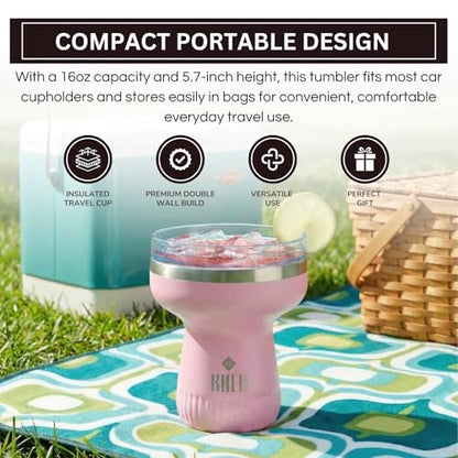 Double Wall Insulated Margarita Tumbler, Cocktail Cup Cherry Blossom, 16 oz | Keeps Drinks Cold 12+ Hours, Shatterproof, Portable, Travel Friendly Perfect for Margaritas, Martinis, Cocktails & Mix Drinks - color: Cherry Blossoms