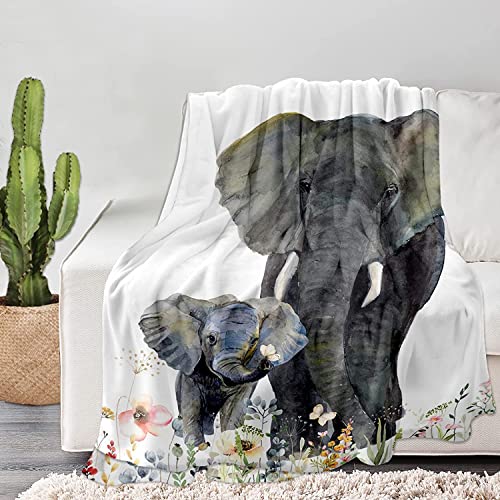 Elephant Blanket, Soft Warm Fuzzy Fleece Plush Blanket 60''x50'', Smooth Cozy Flannel Throw Blanket for Bed/Couch/Office/Camping - color: Style 2, size: 60"x50"