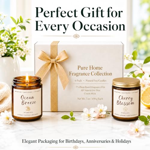 Soy Scented Candles Gift Set - 6 Pack Natural Soy Wax Long Lasting Candles | 42oz 300 Hour Candles Gift for Women Birthday Valentine, Spring Summer Aromatherapy Candles for Home Scented - color: 6 Pack Spring Summer Candles