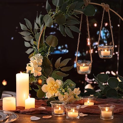 Letine Tealight Candle Holder Set of 12- Clear Glass Votive Candle Holders Bulk for Valentine's Day Decorations, Wedding, Party & Home Decor