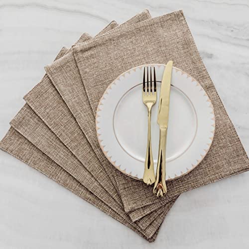 Home Brilliant Cotton Linen Placemats Set of 6 Heat Resistant Textured Place mats Washable Cloth Placemats for Kitchen Dining Table, Natural Linen - color: Natural Linen, size: Placemats 13" x 19", Set of 6