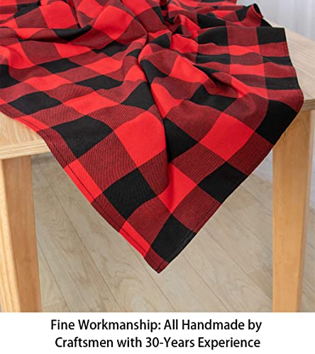 ShinyBeauty Checked Square Tablecloth 54x54-Inch Red and Black Buffalo Plaid Tablecloth Washable Cotton Table Cover Gingham Tablecloth for Dining Room Table Linen Christmas - color: Black & Red, size: 54" x 54" (Square)