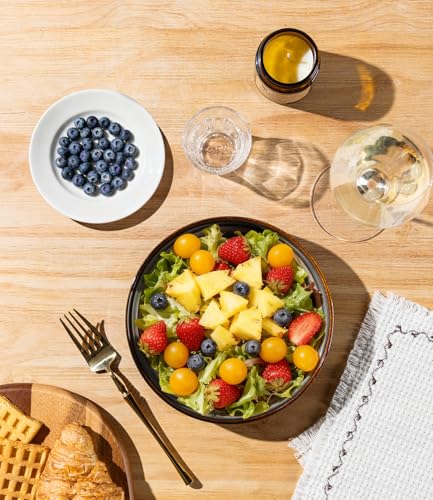 7.5" Ceramic Pasta Bowls Set of 4, Salad Bowls | Versatile Serving Bowls for Pasta, Salad, Fruit & Noodles, Housewarming & Wedding Gift, Cocoa Mocha - color: Cocoa Mocha, size: 7.5 Inch