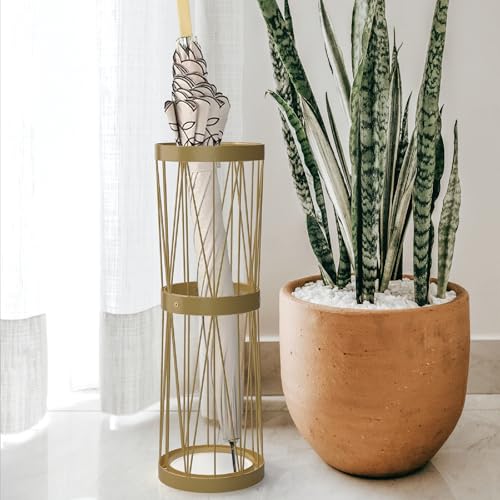 Mango Steam Pluvian Soakstone Umbrella Holder (Tall, Gold) - color: Gold, size: Tall Round