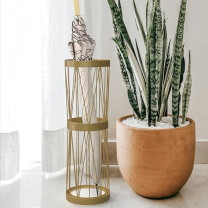 Mango Steam Pluvian Soakstone Umbrella Holder (Tall, Gold) - color: Gold, size: Tall Round