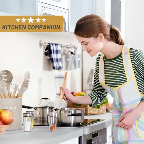 QMVESS Silicone Kitchen Utensils Set, 35 Pcs Non-Stick Cooking Utensils Set, Sturdy Insulation Wooden Handle Kitchen Accessories for Cooking with Spatula Set and Spoons Set Gadgets (Khaki) - color: Khaki