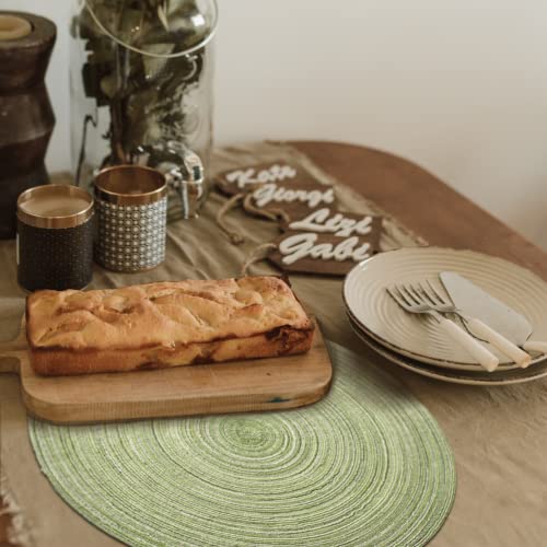 FunWheat Round Braided Placemats Set of 6 Place mats for Dining Tables Woven Heat Resistant Table Mats 15 inch (Light Green) - color: Multi Light Green, size: 6pcs