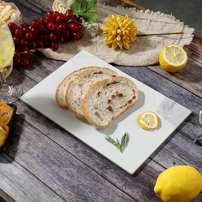 Murrey Home Glass Cutting Board for Kitchen Counter, Tempered Glass Chopping Boards Dishwasher Safe, Small Clear Countertop Tray, Scratch Resistant, Heat Resistant, Non Toxic, White Marble, 16"x12" - color: Textured White Marble, size: 15.7"L x 11.8"W