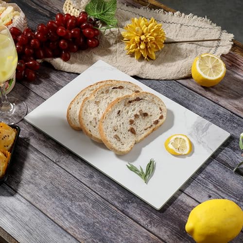 Murrey Home Glass Cutting Board for Kitchen Counter, Tempered Glass Chopping Boards Dishwasher Safe, Small Clear Countertop Tray, Scratch Resistant, Heat Resistant, Non Toxic, White Marble, 20"x16" - color: Textured White Marble, size: 19.7"L x 15.7"W