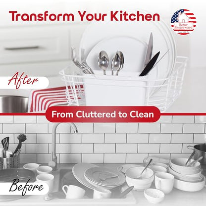 Better Houseware Dish Drying Rack, Space-Saving Dish Drainer Rack for Kitchen Counter, Kitchen Dish Strainer 2-Piece Set with Utensil Holder, White - color: White, size: Standard