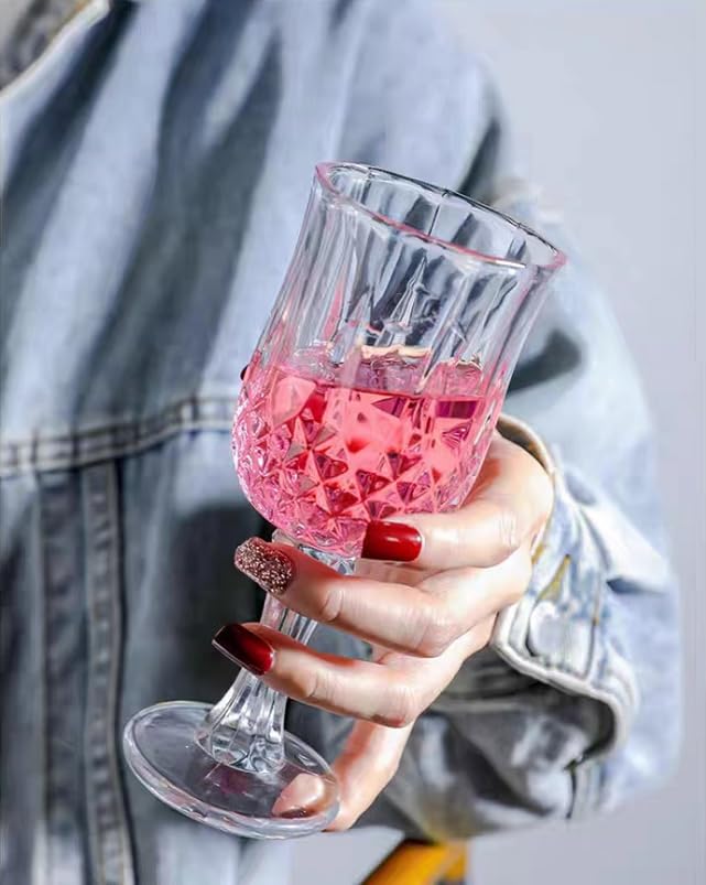 Red wine glass set of 3,medium 5.4 oz,Perfect for Red or White,Daily Use,Unique Birthday or Father's Day Gift (Diamond Wine Glass)