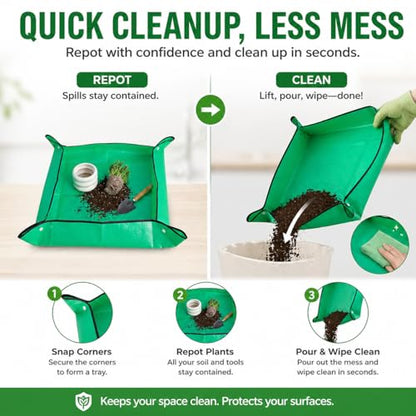 Thickened Waterproof Reusable Garden Mat, 20"X20" Plant Repotting Pad for Soil Changing, Indoor Outdoor Planting, Mess-Free Transplanting Tray, Gardening Gifts for Plant Lovers
