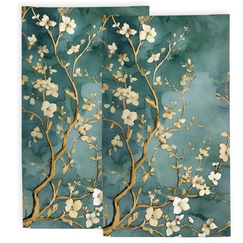 Almond Blossom Bathroom Hand Towels, Watercolor Floral Bath Hand Towel for Decorative Fingertip Towels Set of 2 for Home Bathroom Spa Hotel Gym 14"X28" - color: Almond Blossom