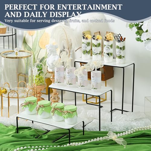 3-Tier Serving Tray Stand, White Acrylic Dessert Display Trays with Black Painted Iron Rack, Removable Trays for Cupcakes, Appetizers, Fruit, Cookies, Weddings, Birthdays and Buffets - color: White and Black