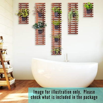 ShopLaLa Wooden Wall Planter (120cm, 2 Pack) Wooden Hanging Flower Plants | Large Outdoor Plants, Live Vertical Garden, Plant Wall Mount Flower Pot Holder Hanger Stand Green Herb Wall Decor - size: 120cm (47.2") x 2