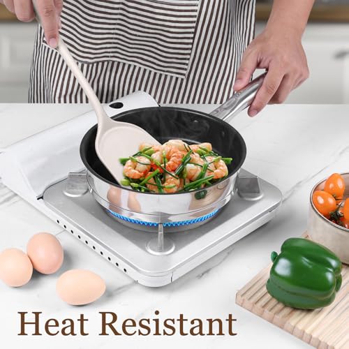 LIANYU Non-Toxic Kitchen Cooking Utensils Set, 8Pcs Khaki Silicone Utensils | Stainless Steel Core, Non-Scratch Spatula Spoon Turner, Heat Resistant & Dishwasher Safe - color: Khaki