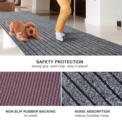 2' x 6' Runner Rugs with Rubber Backing, Outdoor Indoor Utility Non Slip Carpet Rug Runner for Hallway, Custom Size Area Rugs Mat for Entryway Balcony Patio Kitchen Garage Stair Laundry