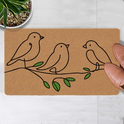 Welcome Door Mat Outdoor Indoor Entrance Low-Profile Floor Mats Non Slip Durable Entrance Rugs for Entry, Patio, High Traffic Areas Front Door, 17" x 29.5" - color: Birds Cute